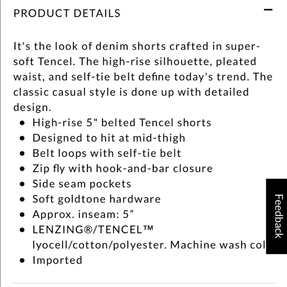 White House Black Market‎ tencel denim paper bag shorts the 5” short size 6 - Picture 2 of 7